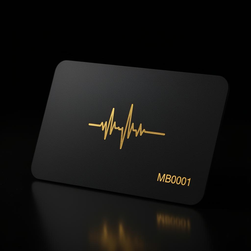 MyBlink matte black NFC smart card with gold logo